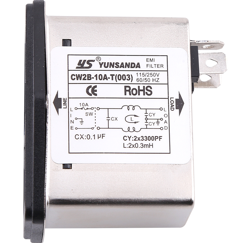 台湾YUNSANDA220V 滤波器 CW2B-10A/6A/3A-T插座单保险三合一开关 - 图3