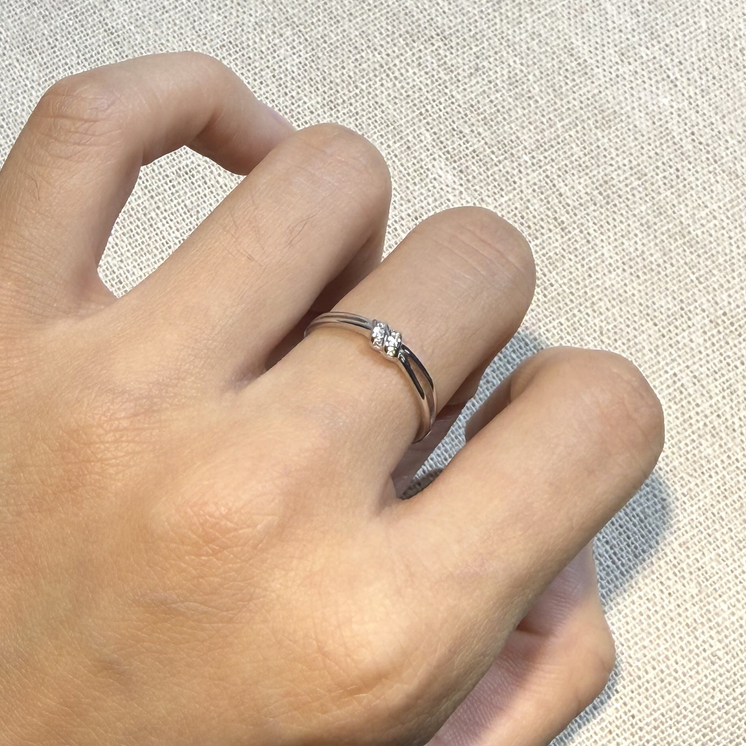 Pure silver 999 concentric knot small zircon open ring
