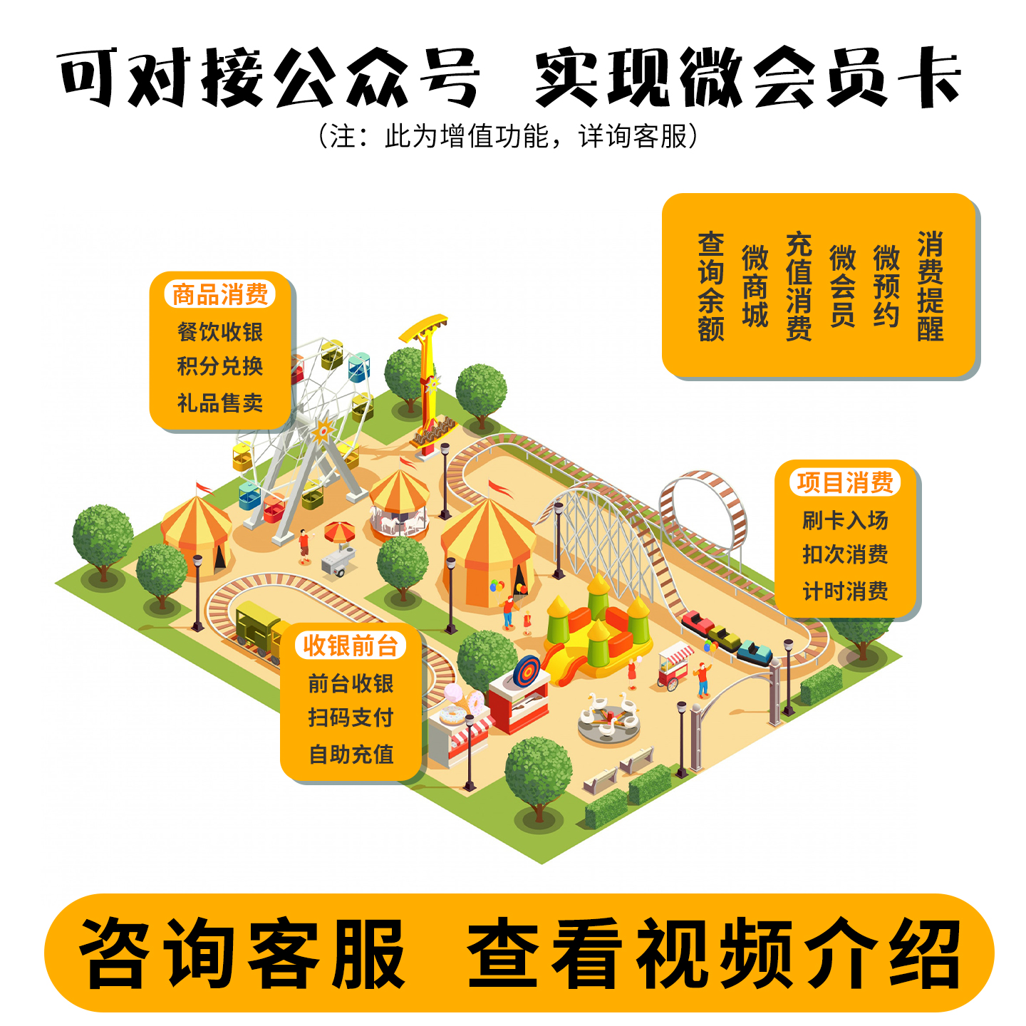 普盛儿童乐园游乐场蹦床会员管理系统收银软件刷卡机器淘气堡游泳馆体验馆计次计时会员充值积分消费扣费刷卡 - 图1