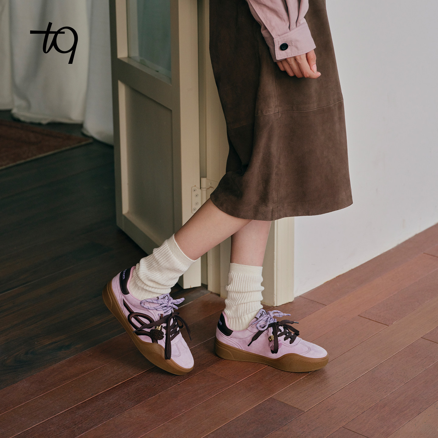 【张艺凡同款】焦糖系列Talitaqoom复古刺绣厚底德训鞋休闲鞋tq女,淘宝优惠券,粉丝福利购,淘宝优惠卷