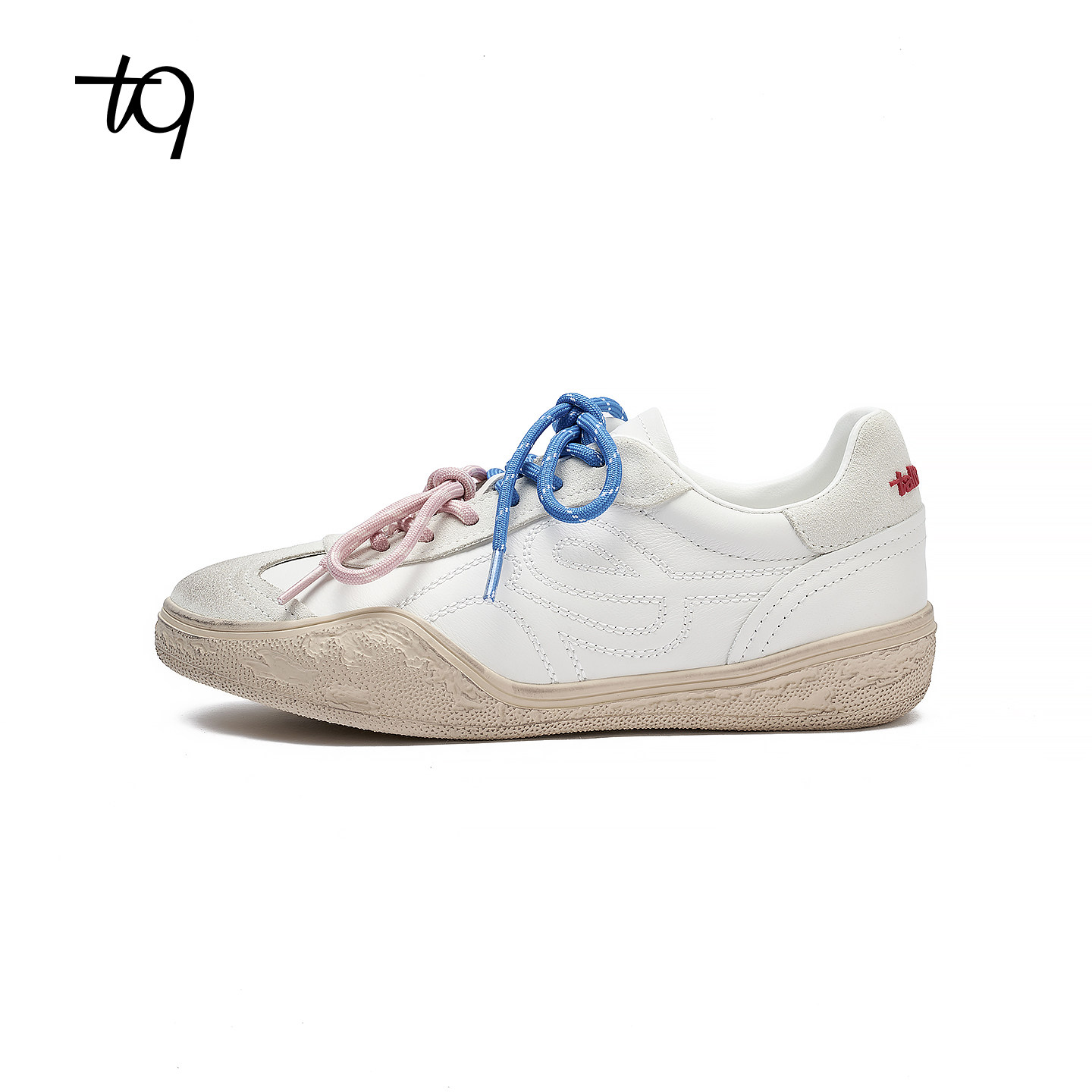 Talitaqoom2026年春季新款双色系带刺绣小白脏脏鞋百搭德训鞋tq女,淘宝优惠券,粉丝福利购,淘宝优惠卷