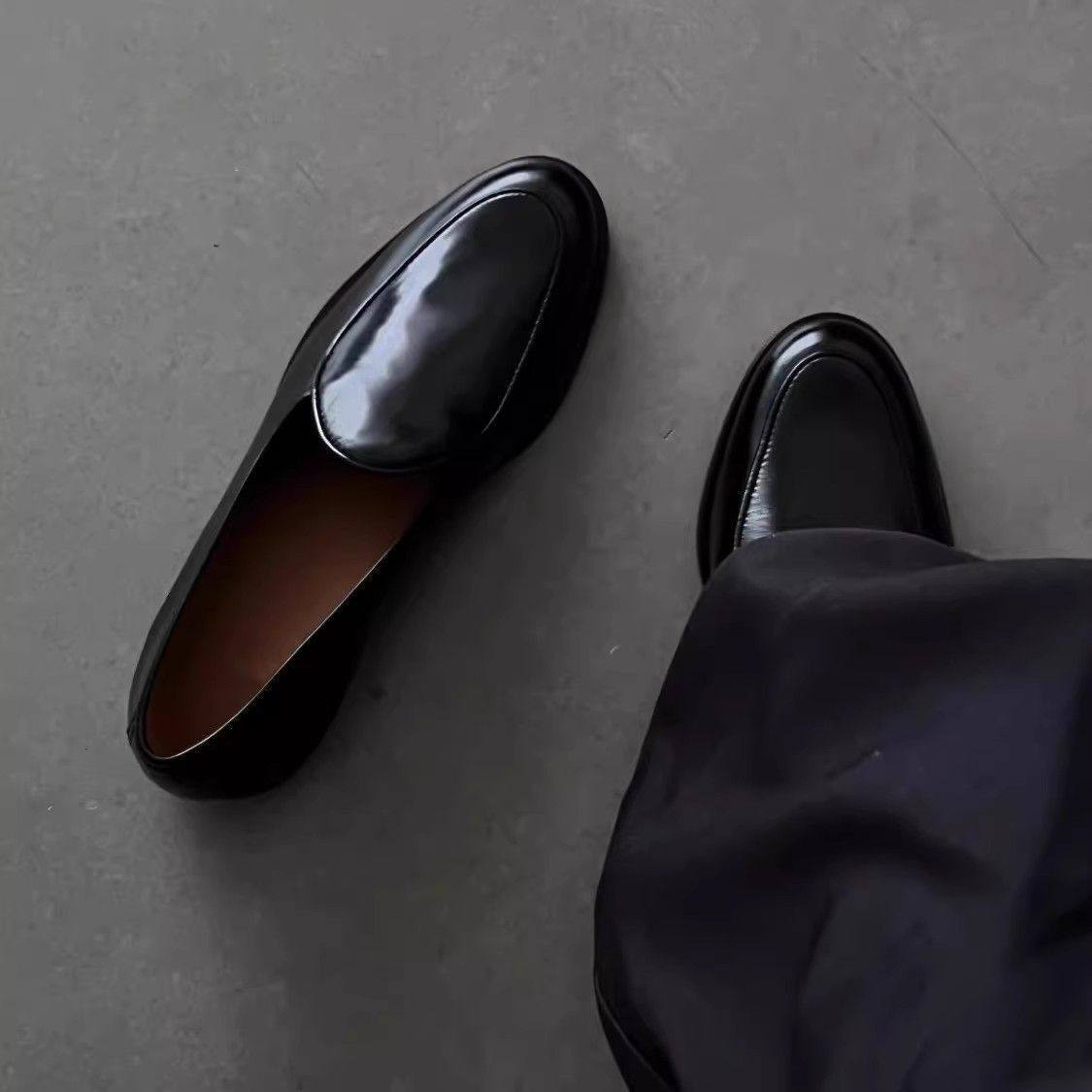 商务正装黑色亮面通勤德比男鞋2025年秋冬季时尚乐福豆豆鞋新款,淘宝优惠券,粉丝福利购,淘宝优惠卷