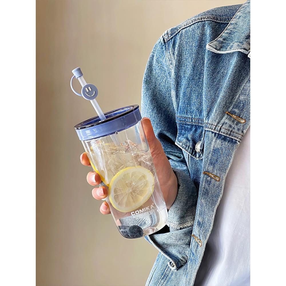 COMIKA口咔吸管气泡杯女生高颜值水杯塑料杯ins便携式高档果花茶 - 图0