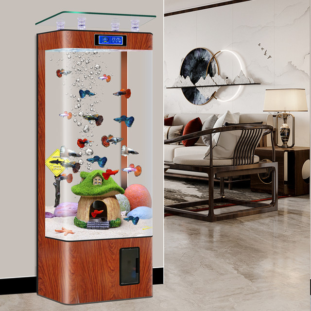 New square fish tank for living room, small and medium-sized vertical aquarium for lazy people, no need to change water, goldfish tank upper filter