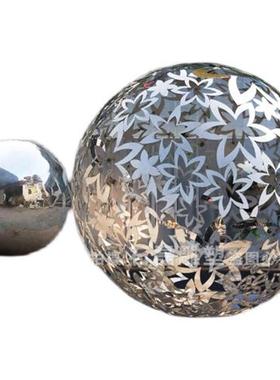 大型不锈钢镂空球雕塑户外售楼处水池景观摆件镜面金属圆球定制