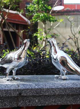 仿真鸽子摆件动物雕塑仿不锈钢铜小鸟燕子户外庭院花园室内装饰品