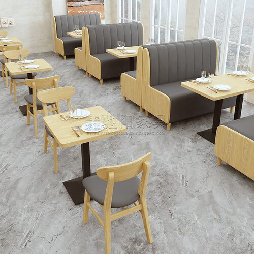 定制餐厅快餐实木桌椅组合商用小吃饭店面馆连锁店商用餐饮桌卡座 - 图2