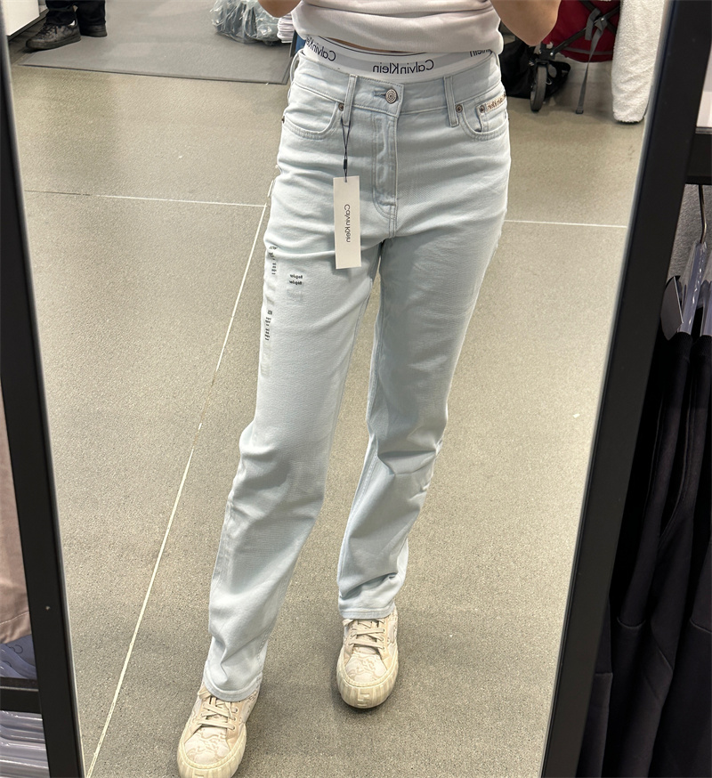 CK Calvin Klein女士潮流百搭original标准小直筒弹力牛仔裤长裤 - 图2