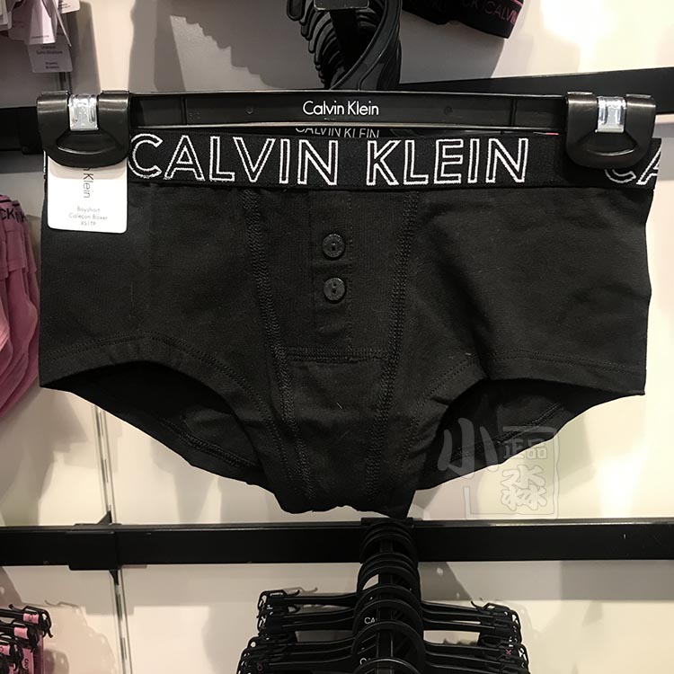 CK Calvin Klein女士新款纽扣饰边logo低腰Boyshort三角裤棉内裤 - 图0