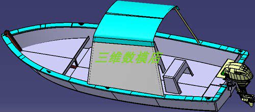 6米小艇渔船3D三维几何数模型挂机鱼船stp图纸小船身造型篷子座椅 - 图0