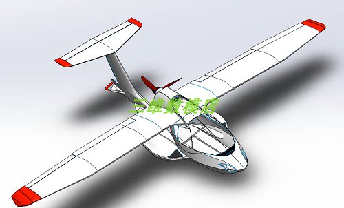 双座6米小型飞机客机3D三维几何数模型螺旋桨飞机Solidworks图纸 - 图0