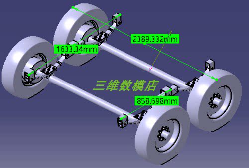 汽车货车钢板弹簧悬架悬挂3D三维几何数模型车轴车轮胎stp图纸 - 图0