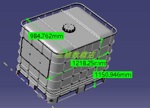 275加仑吨容量油箱桶水箱3D三维几何数模型铁框架Solidworks容器 - 图0