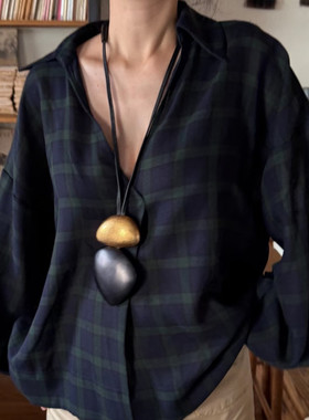 不规则几何檀木项链女