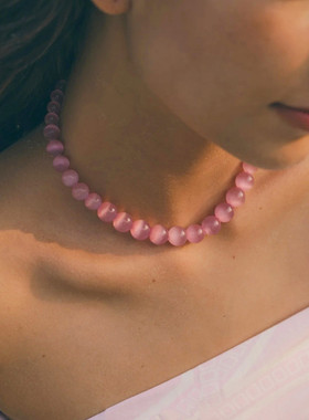 夏日多巴胺猫眼石项链女