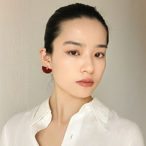燕尾榫红玛瑙折扇耳环女新中式轻奢小众设计高级感项链耳钉套装 - 图0