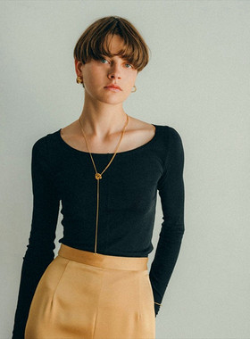 双层ot项链女欧美设计黄铜镀金