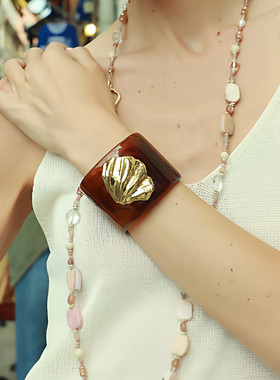 贝壳花绿石树脂手镯女