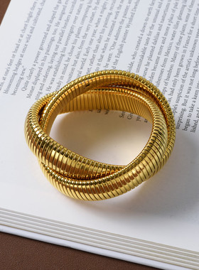 多层弹力金属蛇骨手镯女
