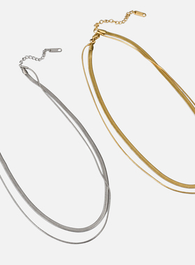 百搭金色双层蛇骨项链
