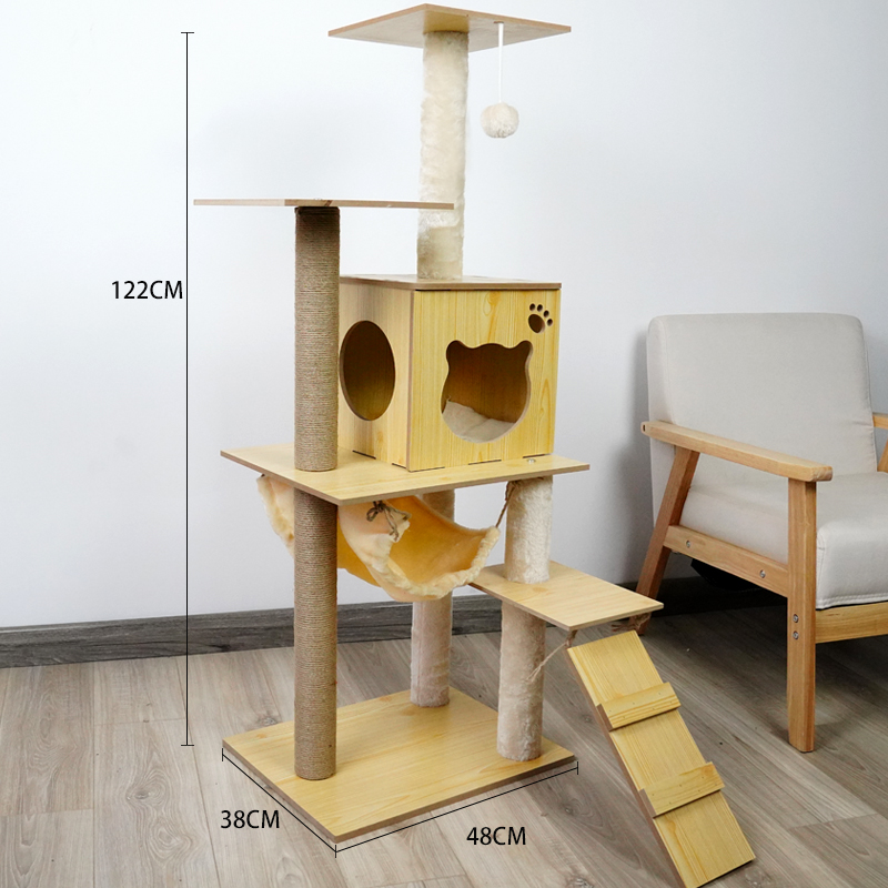 猫爬架猫窝猫树一体大型猫抓柱猫玩具猫跳台多层T别墅猫咪爬架用 - 图0