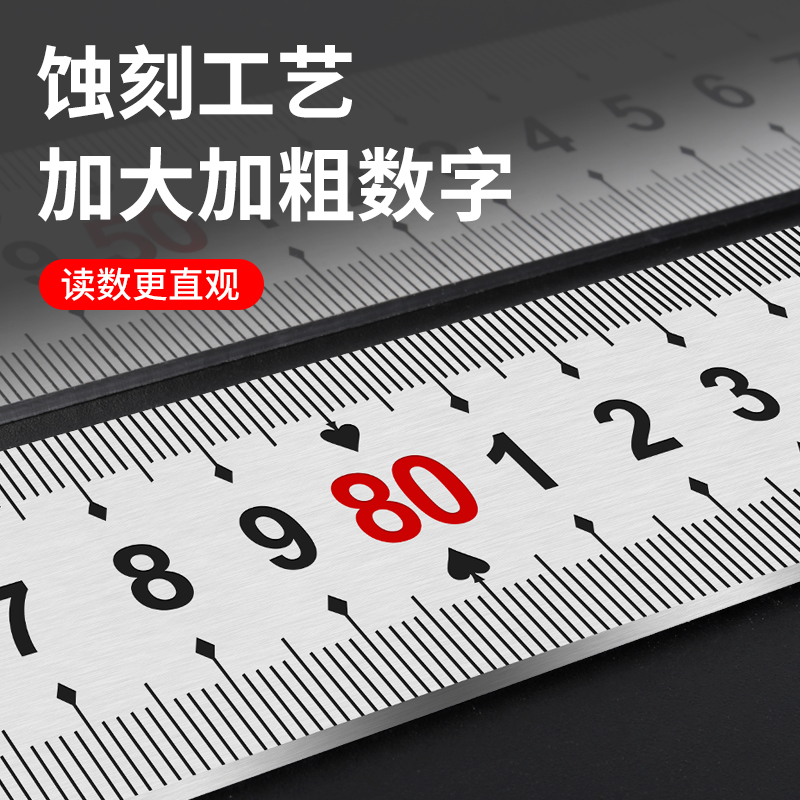 钢尺1米钢板尺50cm15/20/30/60加厚钢直尺2m不锈钢直尺测量长尺子-图3