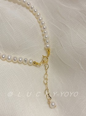 猫咪手链黑白色14K包金可调节天然淡水珍珠黑尖晶石日常通勤百搭