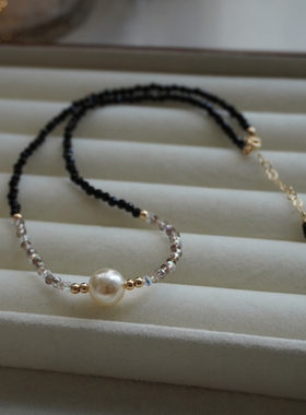 黑水晶石小众设计锁骨链