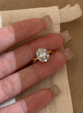 S925纯银爆闪满钻鸽子蛋戒指女