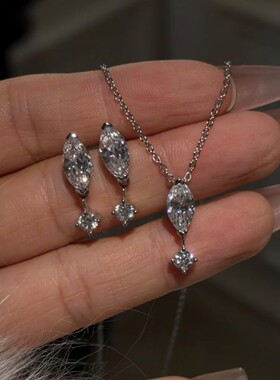 S925纯银马眼闪钻项链女