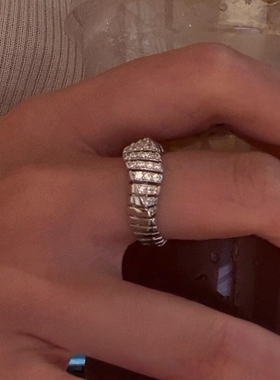 S925纯银色满钻螺旋手镯女