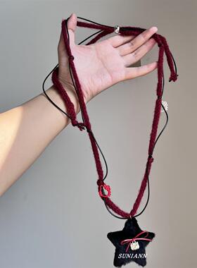 毛茸茸星星蝴蝶结项链女