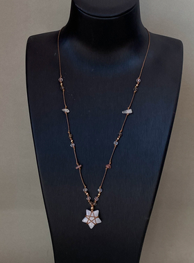 复古白色缠绕星星吊坠项链女