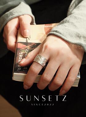 银色宽面哑光戒指女轻奢高级感