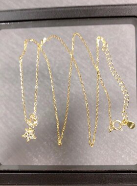 S925纯银金色星星吊坠项链女