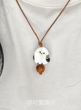 白色小鸟毛衣项链女2025新爆款