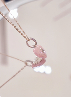 S925纯银滴油爱心锁吊坠项链女