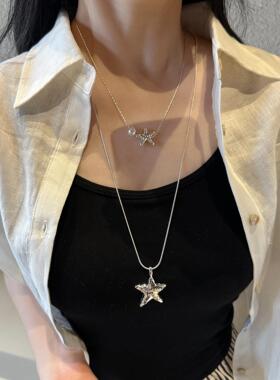甜酷五角星叠戴项链女