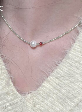 绿色仿珍珠玛瑙项链女