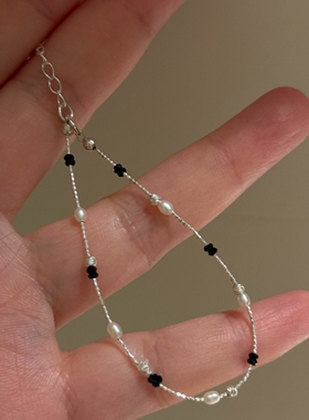 极细款米粒珠手链女珍珠编织手绳