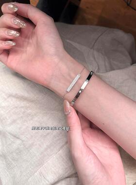 闪钻长方形无事牌方牌手链女
