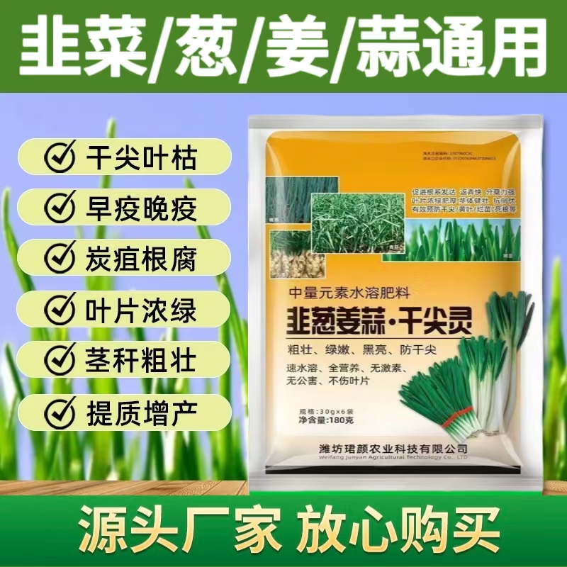 葱姜蒜韭菜干尖灵黄卷干叶菌净软腐茎枯灰叶霉叶片浓绿亮泽叶面肥