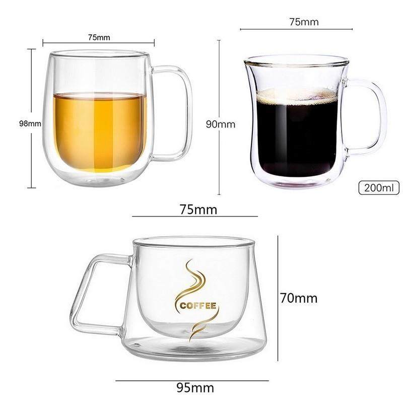 Transparent Double Bottom Glass Coffee Cup Milk Whiskey Tea - 图3