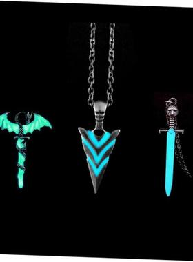 Glow In The Dark Pike Necklace for Women Men Halloween Gift
