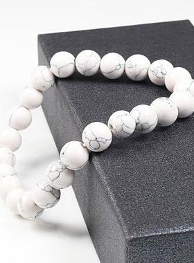 Natural White Howlite Real Stone Bracelet 6/8/10mm Beads0
