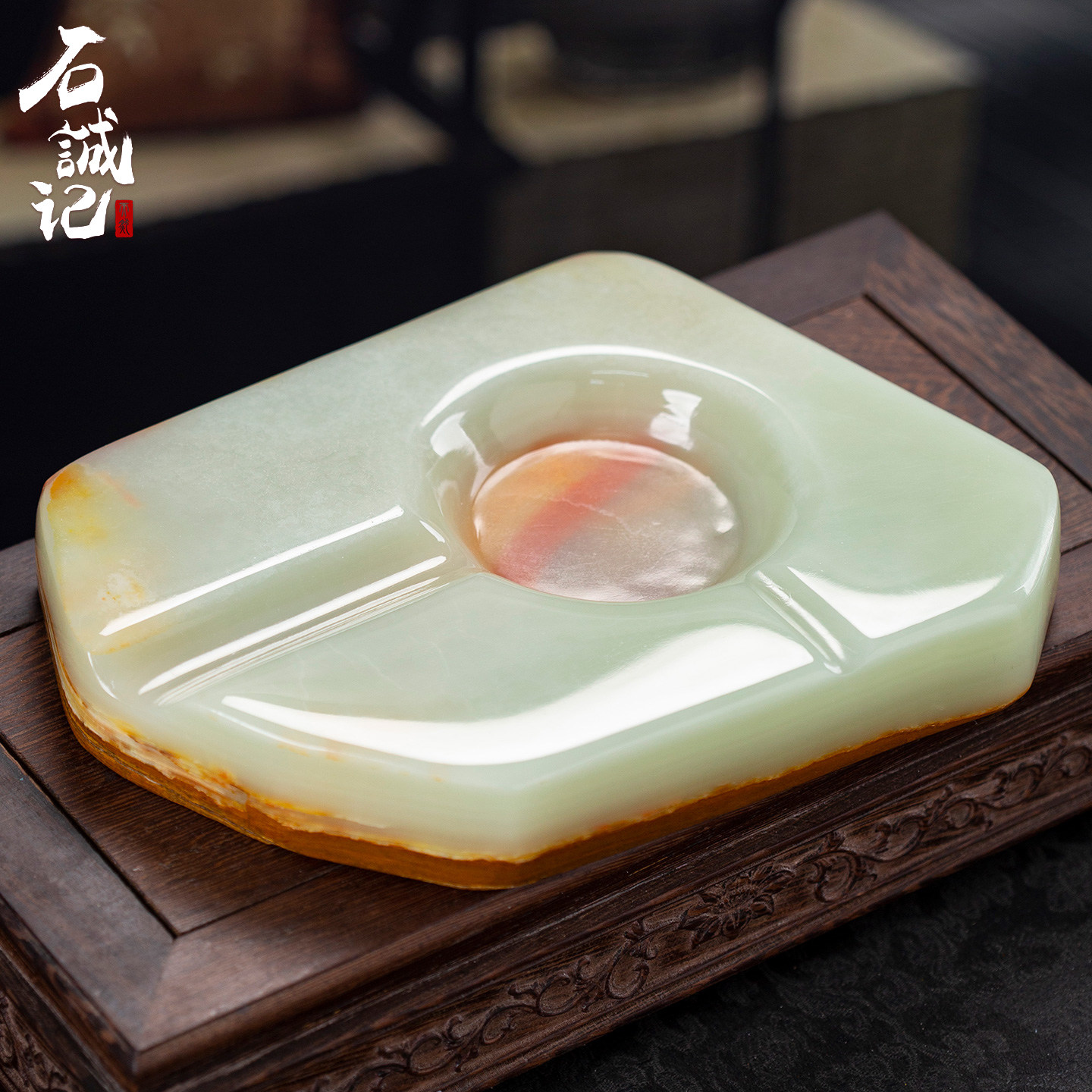 石诚记雪茄玉石烟灰缸北欧式创意奢华客厅茶几特大号高档ktv家用