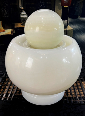 石诚记天然玉石流水运转球摆件