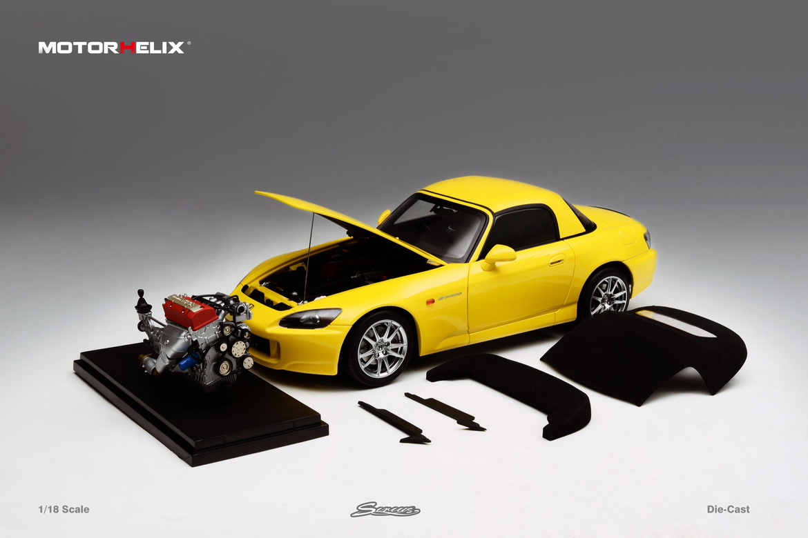 MH 1:18本田 Honda S2000(AP2)送发动机钥匙扣合金全开汽车模型-图0