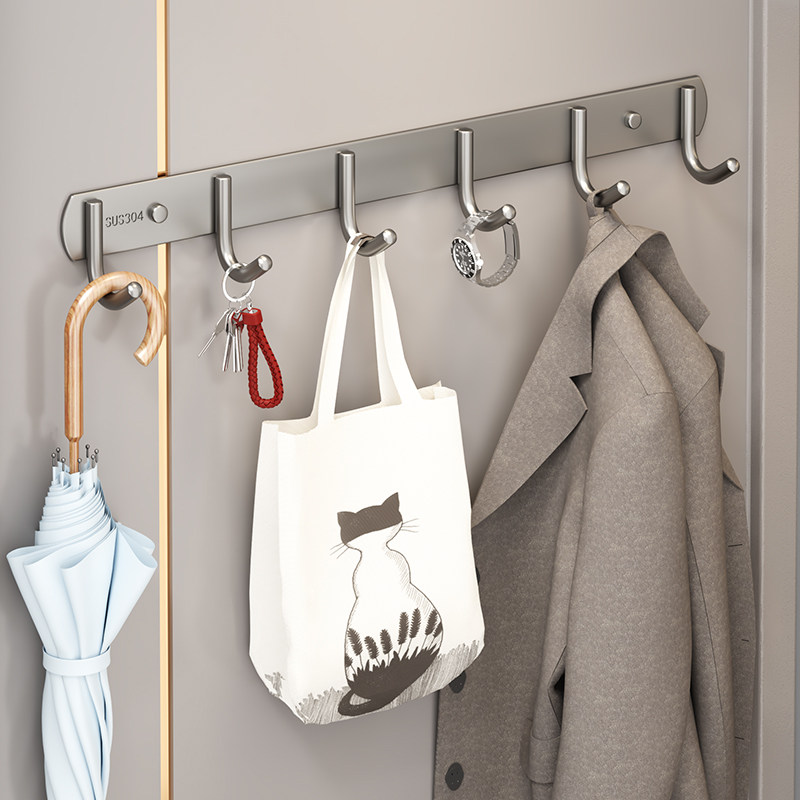 不锈钢挂钩强力粘胶厨房墙壁挂一排粘钩免打孔衣钩卫生间墙上衣架,淘宝优惠券,粉丝福利购,淘宝优惠卷