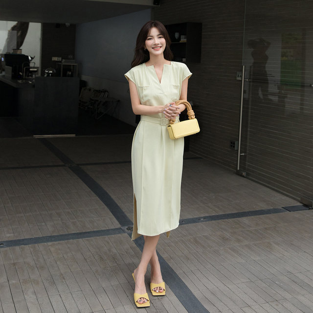 Temperament goddess style simple slimming fashion dress